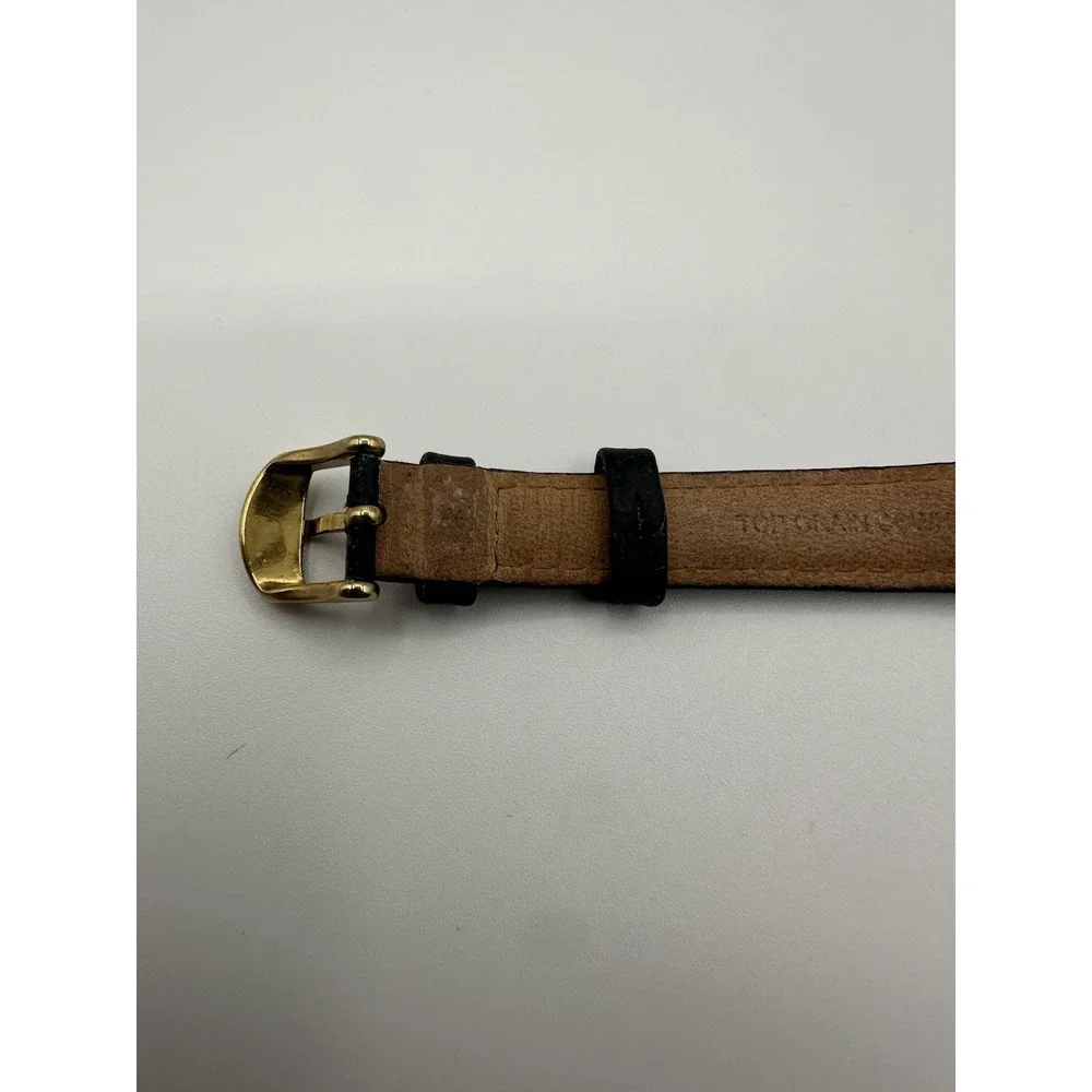 Vintage Timex Indiglo Men's Watch Gold-Tone Case Black Leather Strap Classic